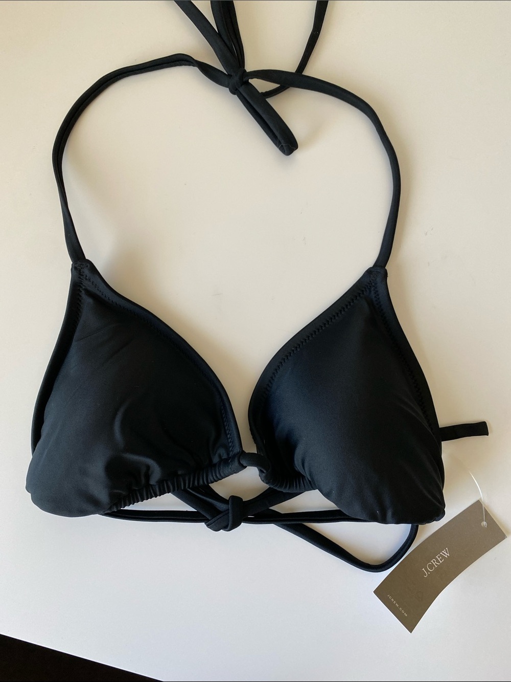 J. Crew Black Triangle Bikini Top - Classic Tie Halter